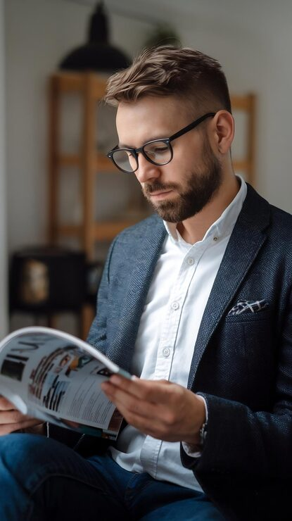 Man reading a magazine